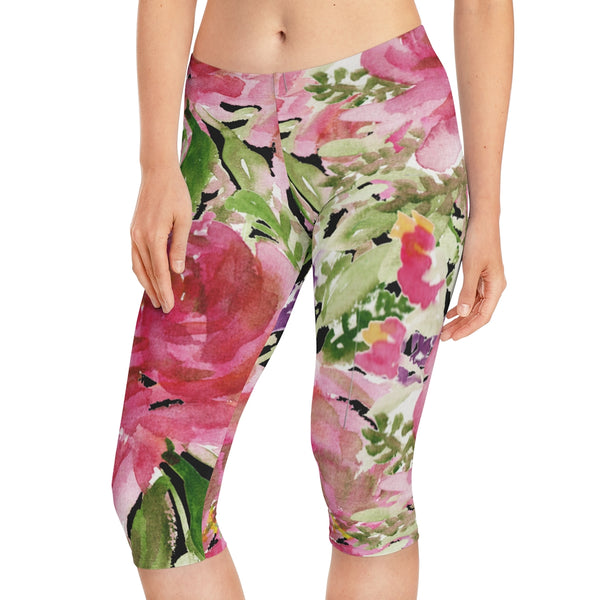 Pink Rose Women's Capri Leggings