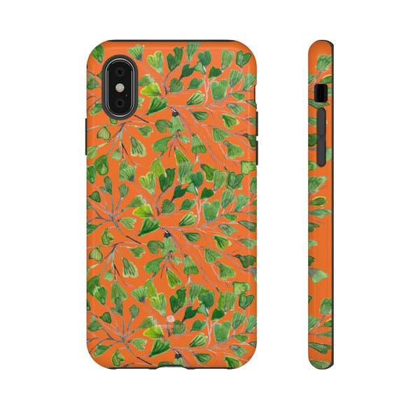 Orange Maidenhair Fern Tough Cases, Green Leaf Print Phone Case-Made in USA-Phone Case-Printify-iPhone X-Glossy-Heidi Kimura Art LLC