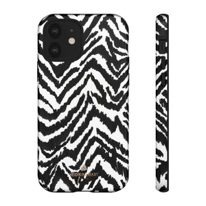 White Tiger Stripe Phone Case, Animal Print Best Tough Designer Phone Case -Made in USA-Phone Case-Printify-iPhone 12-Glossy-Heidi Kimura Art LLC
