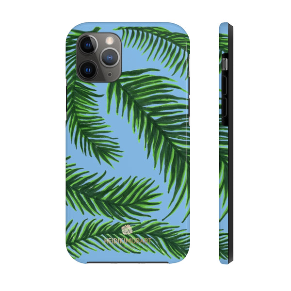 Pastel Blue Tropical Print Phone Case, Palm Leaf Case Mate Tough Phone Cases-Made in USA - Heidikimurart Limited 