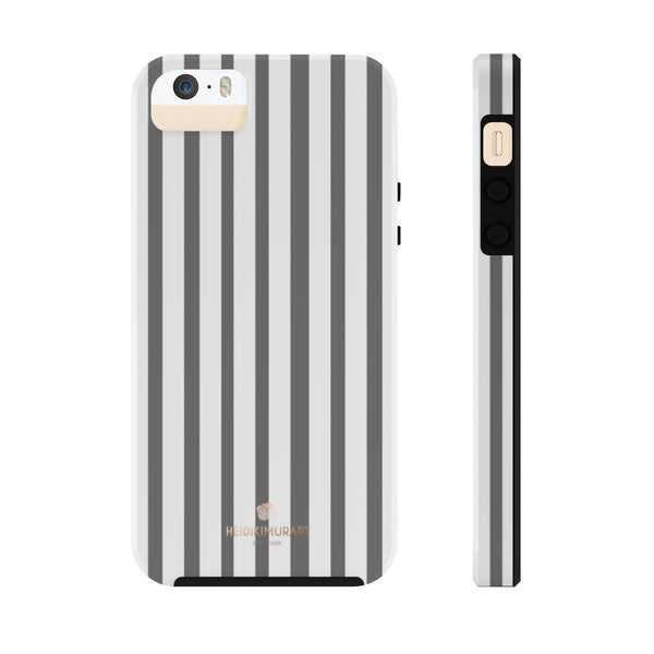 Grey Striped iPhone Case, Designer Case Mate Tough Samsung Galaxy Phone Cases-Phone Case-Printify-iPhone 5/5s/5se Tough-Heidi Kimura Art LLC