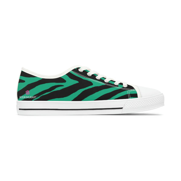 Green Zebra Print Ladies' Sneakers, Best Zebra Striped Animal Print Basic Essential Women's Low Top Sneakers Tennis Shoes, Canvas Fashion Sneakers With Durable Rubber Outsoles and Shock-Absorbing Layer and Memory Foam Insoles&nbsp;(US Size: 5.5-12)