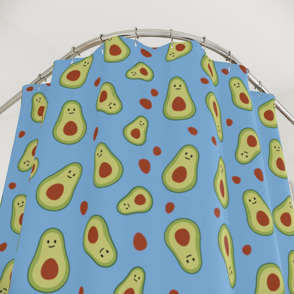Blue Avocado Polyester Shower Curtain, 71" × 74" Modern Kids or Adults Colorful Best Premium Quality American Style One-Sided Luxury Durable Stylish Unique Interior Bathroom Shower Curtains - Printed in USA