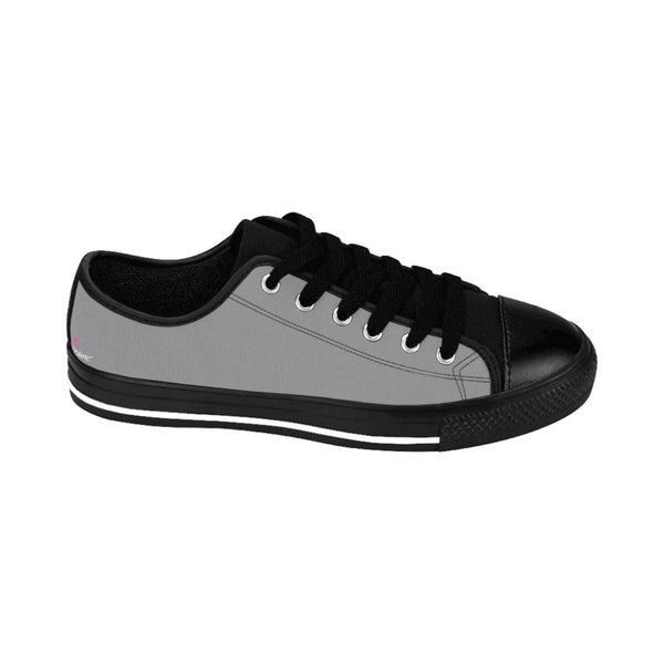 Ash Grey Women's Low Top Sneakers, Grey Solid Color Designer Low Top Women's Canvas Bright Best Quality Premium Fashion Casual Sneakers Tennis Running Athletic Shoes (US Size: 6-12)