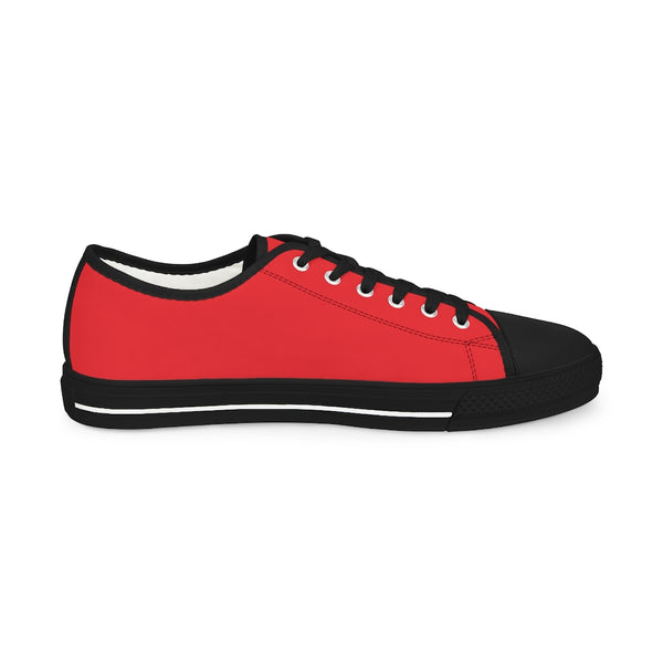 Red Color Men's Sneakers, Solid Color Modern Minimalist Best Breathable Designer Men's Low Top Canvas Fashion Sneakers With Durable Rubber Outsoles and Shock-Absorbing Layer and Memory Foam Insoles (US Size: 5-14)