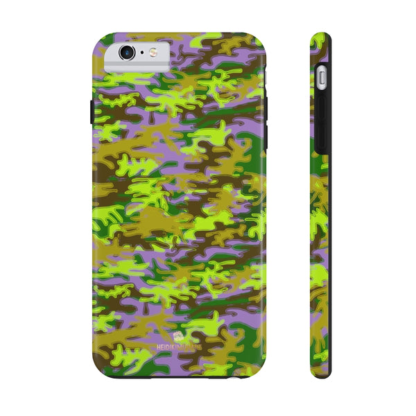 Purple Green Camo iPhone Case, Case Mate Tough Samsung Galaxy Phone Cases-Phone Case-Printify-iPhone 6/6s Plus Tough-Heidi Kimura Art LLC