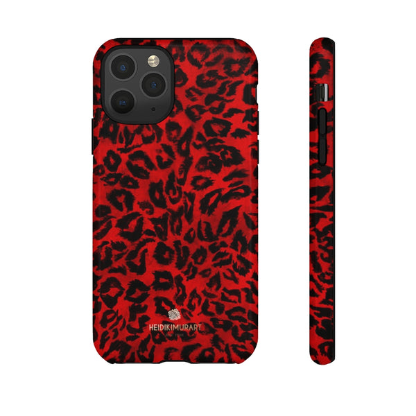 Red Leopard Print Phone Case, Animal Print Tough Designer Phone Case -Made in USA-Phone Case-Printify-iPhone 11 Pro-Glossy-Heidi Kimura Art LLC