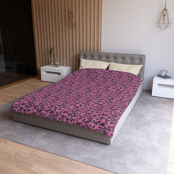 Pink Floral Microfiber Duvet Cover