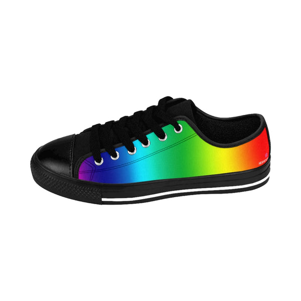 Rainbow Best Women's Sneakers, Gay Pride LGBTQ-Friendly Colorful Printed Designer Best Fashion Low Top Canvas Lightweight Premium Quality Women's Sneakers (US Size: 6-12)