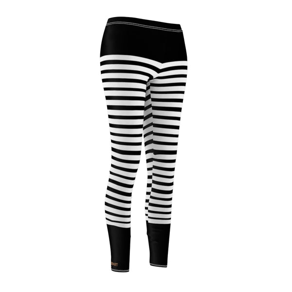 Black Striped Women's Casual Leggings-All Over Prints-Printify-Heidi Kimura Art LLC