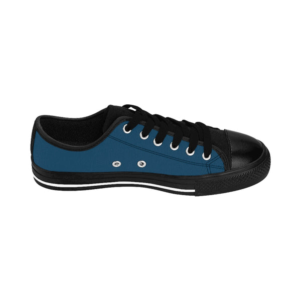 Teal Blue Priest Lake Solid Color Designer Men's Low Top Running Sneakers Shoes-Men's Low Top Sneakers-Heidi Kimura Art LLC