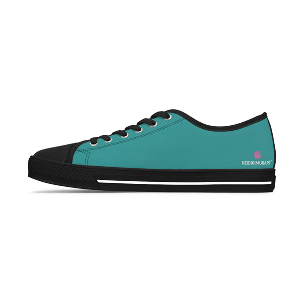 Teal Blue Color Ladies' Sneakers, Solid Color Best Designer Women's Low Top Sneakers