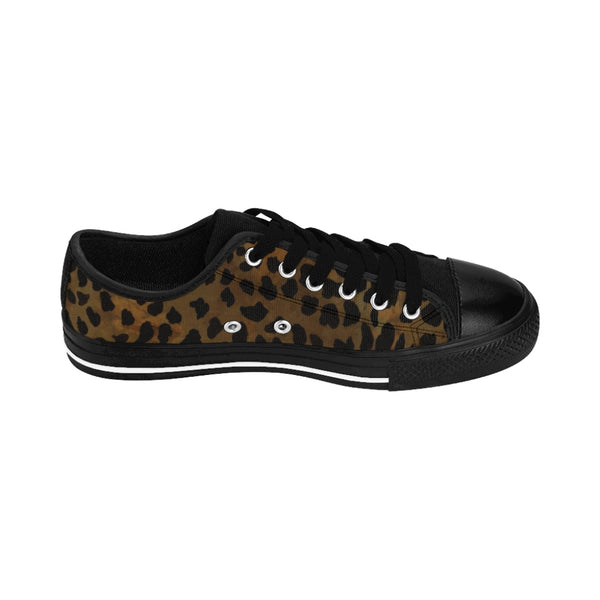 Brown Cheetah Print Women's Sneakers, Animal Print Designer Low Top Women's Canvas Bright Best Quality Premium Fashion Casual Sneakers Tennis Running Athletic Shoes (US Size: 6-12)