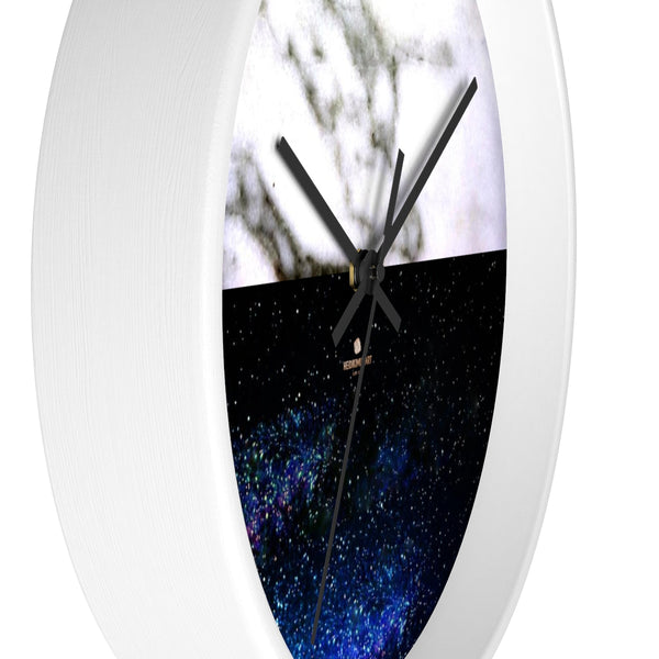 Galaxy White Marble Print Premium Art 10" diameter Wall Clock-Made in USA-Wall Clock-Heidi Kimura Art LLC