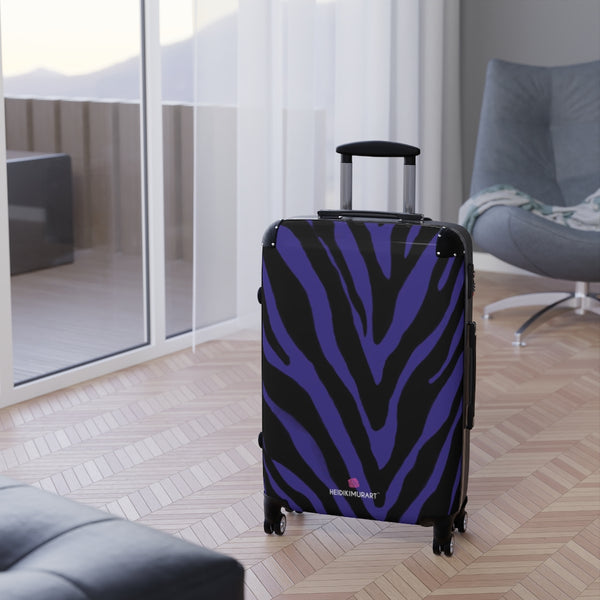 Purple Zebra Striped Print Suitcases, Zebra Striped Animal Print Designer Suitcase Luggage (Small, Medium, Large)