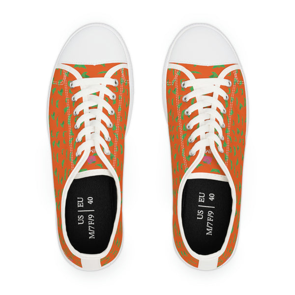 Orange Green Cranes Ladies' Sneakers, Women's Low Top Sneakers Best Quality Women's Canvas Sneakers (US Size: 5.5-12)