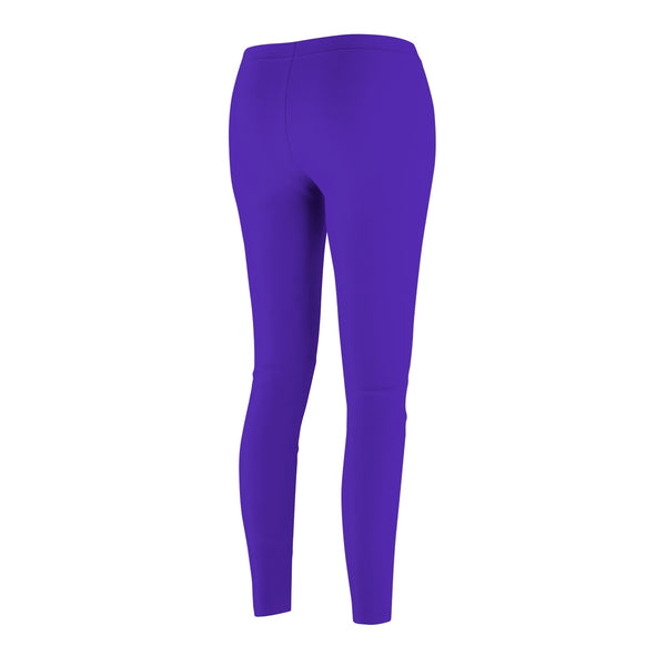 Iris Bright Purple Classic Solid Color Women's Casual Leggings - Made in USA-Casual Leggings-Heidi Kimura Art LLC