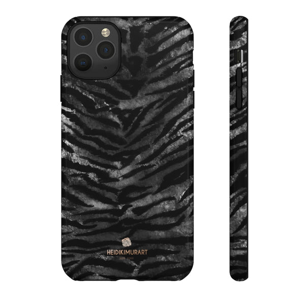 Black Tiger Stripe Tough Cases, Animal Print Best Designer Phone Case-Made in USA-Phone Case-Printify-iPhone 11 Pro Max-Glossy-Heidi Kimura Art LLC