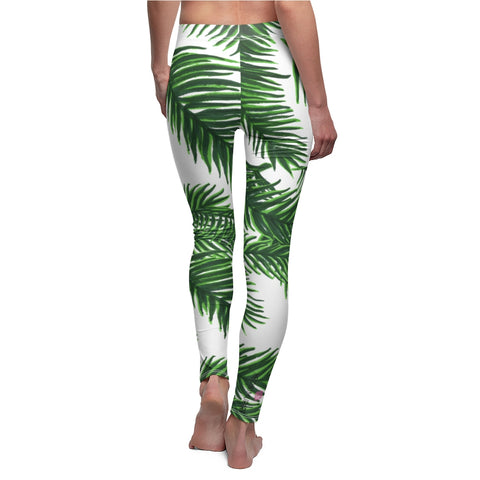 Green Tropical Leaves Casual Tights, Best Jungle Leaves Women's Casual Leggings, Green Jungle Palm Tree Women's Long Leggings, Women's Fashion Best Designer Premium Quality Skinny Fit Premium Quality Casual Leggings - Made in USA (US Size: XS-2XL) 