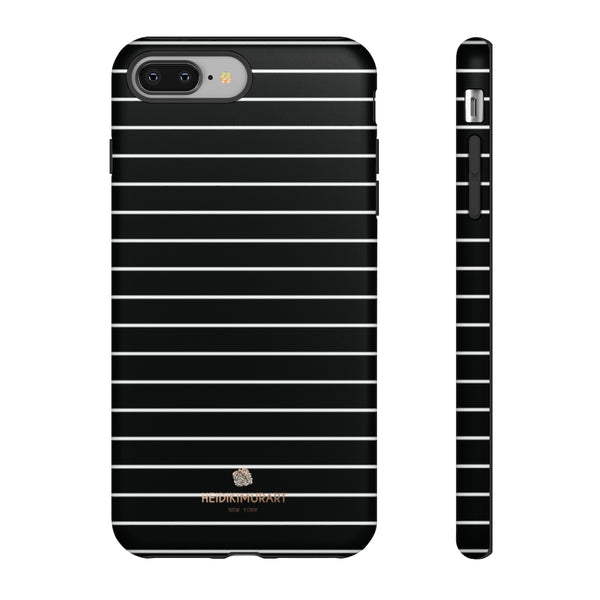 Black White Striped Tough Cases, Designer Phone Case-Made in USA-Phone Case-Printify-iPhone 8 Plus-Matte-Heidi Kimura Art LLC