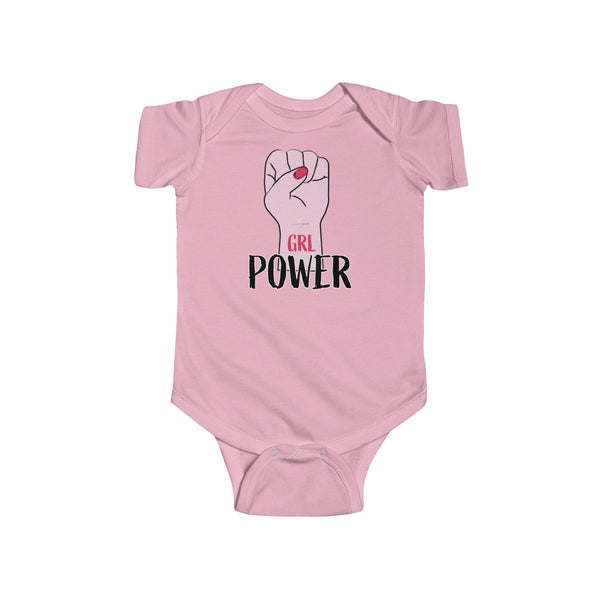Girl Power Infant Fine Jersey Regular Fit Unisex Cute Bodysuit - Made in UK-Infant Short Sleeve Bodysuit-Pink-NB-Heidi Kimura Art LLC