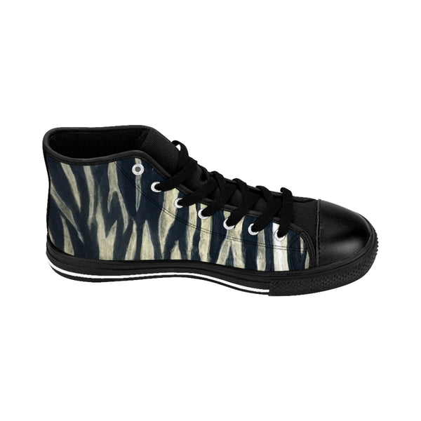 Tiger Striped Ladies' Tennis Shoes, Animal Print Women's High-top Sneakers