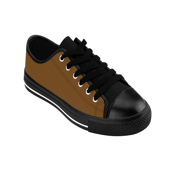 Dark Brown Color Women's Sneakers, Solid Brown Color Designer Low Top Women's Canvas Bright Best Quality Premium Fashion Casual Sneakers Tennis Running Athletic Shoes (US Size: 6-12)