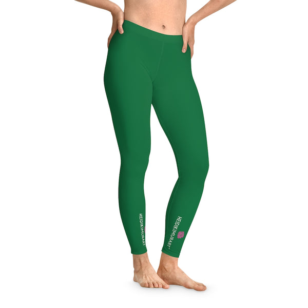 Dark Green Solid Color Tights, Green Solid Color Best Designer Comfy Women's Fancy Dressy Cut &amp; Sew Casual Leggings - Made in USA (US Size: XS-2XL) Casual Leggings For Women For Sale, Fashion Leggings, Leggings Plus Size, Mid-Waist Fit Tights&nbsp;