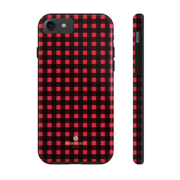 Buffalo Red Plaid Phone Case, Flannel Print Case Mate Tough Phone Cases-Made in USA - Heidikimurart Limited 