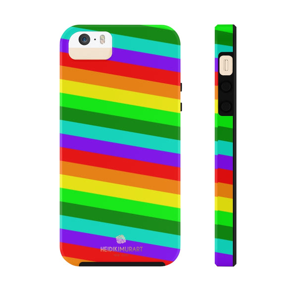 Rainbow Stripe Gay Pride iPhone Case, Colorful Case Mate Tough Samsung Galaxy Phone Cases-Phone Case-Printify-iPhone 5/5s/5se Tough-Heidi Kimura Art LLC