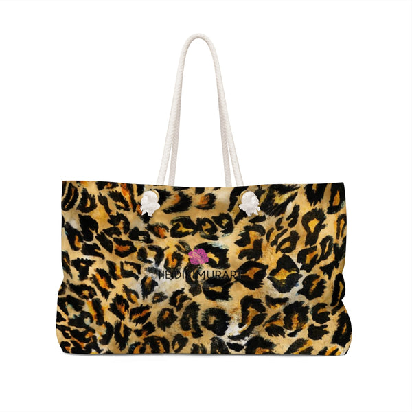 Snow Leopard Print Weekender Bag, Wild Animal Faux Fur Skin Print Designer 24"x13" Bag-Weekender Bag-24x13-Heidi Kimura Art LLC