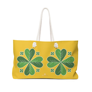 Yellow Green Clover Leaf St. Patrick's Day Irish Print 24"x13"Weekender Bag- Made in USA-Weekender Bag-24x13-Heidi Kimura Art LLC