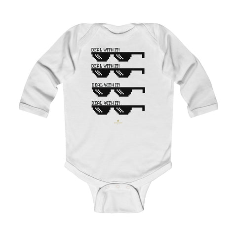 Funny "Deal With It" Cute Baby Boy/Girls Infant Kids Long Sleeve Bodysuit -Made in USA-Infant Long Sleeve Bodysuit-White-18M-Heidi Kimura Art LLC