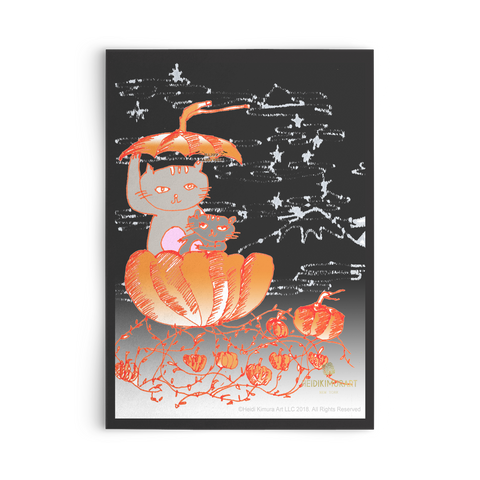 Pumpkin Kittens For Fall, Flat Greeting Post Cards, Made in USA, Sets of 10pcs, 30pcs, 50pcs-Cards-10pc-Heidi Kimura Art LLC