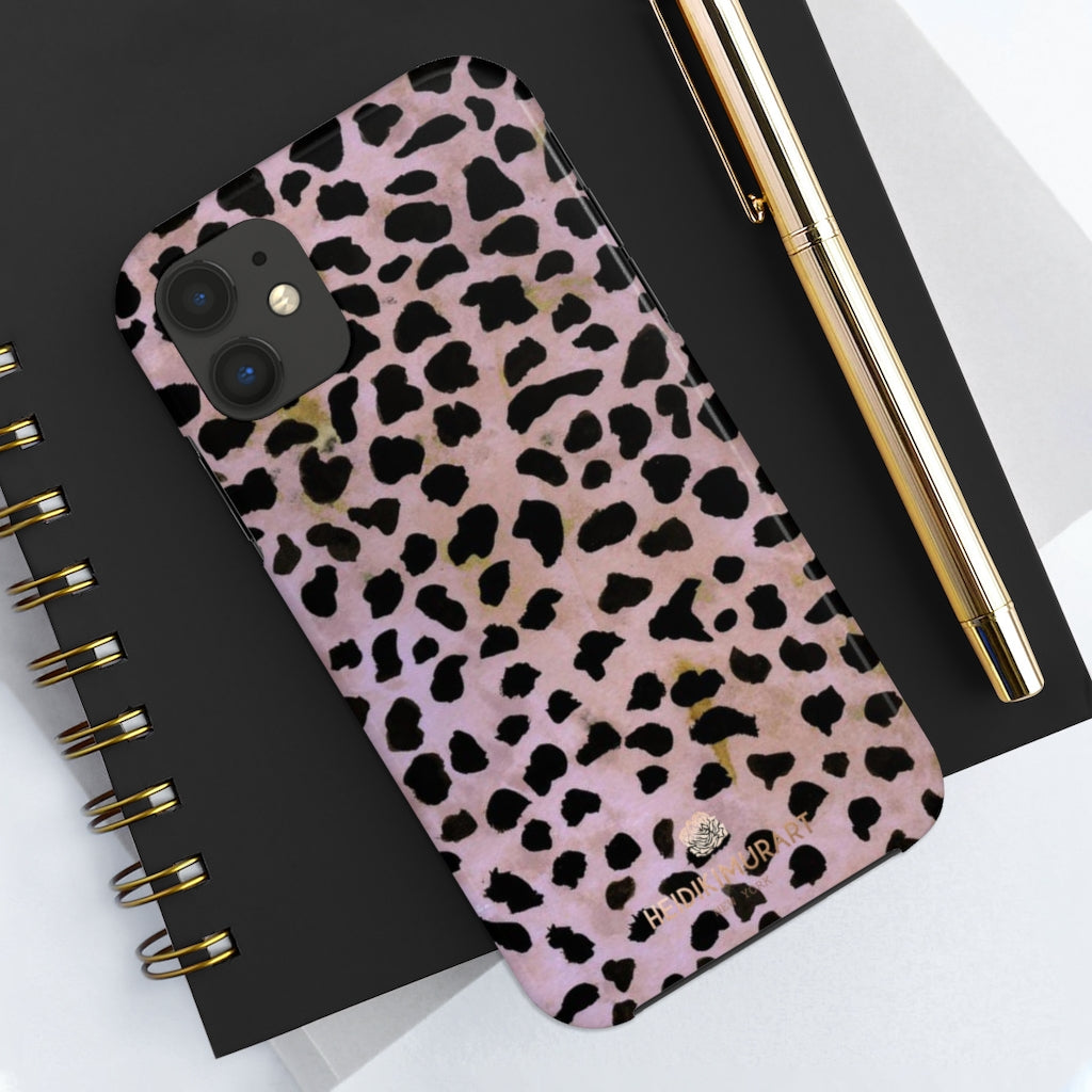 Pink Brown Cheetah Print Phone Case, Animal Print Case Mate Tough Phone Cases-Made in USA - Heidikimurart Limited 