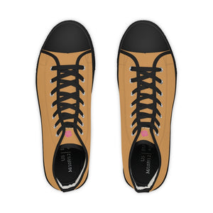 Beige Brown Men's High Tops, Modern Minimalist Best Men's High Top Sneakers Tennis Shoes (US Size: 5-14)