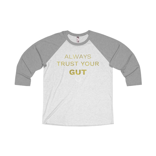 Motivational Unisex Tee, Tri-Blend 3/4 Raglan T-Shirt With Inspirational Quote -Made in USA-Long-sleeve-S-Premium Heather / Heather White-Heidi Kimura Art LLC
