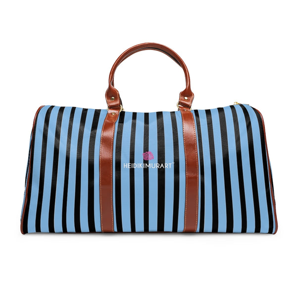 Blue Striped Waterproof Travel Bag