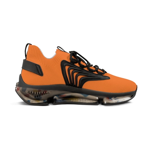 Bright Orange Color Men's Shoes, Solid Orange Color Best Comfy Men's Mesh-Knit Designer Premium Laced Up Breathable Comfy Sports Sneakers Shoes (US Size: 5-12)