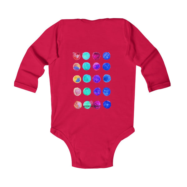 Polka Dots Printed Cute Super Soft Cotton Infant Long Sleeve Bodysuit - Made in UK-Kids clothes-Heidi Kimura Art LLC