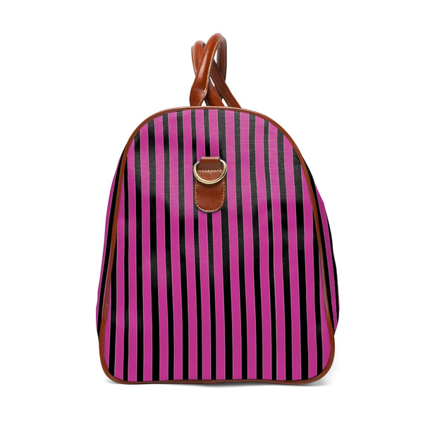 Pink Stripes Waterproof Travel Bag