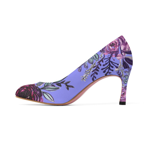 Romantic Cute Purple Rose Floral Print Designer Women's High Heels (US Size: 5-11)-3 inch Heels-Heidi Kimura Art LLC