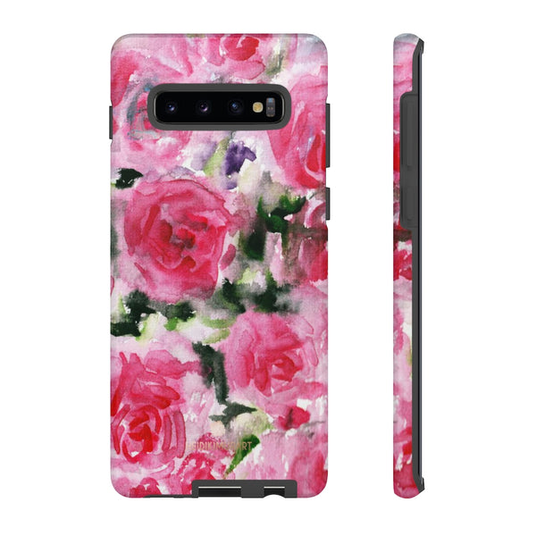 Pink Rose Floral Tough Cases, Roses Flower Print Best Designer Phone Case-Made in USA-Phone Case-Printify-Samsung Galaxy S10 Plus-Glossy-Heidi Kimura Art LLC