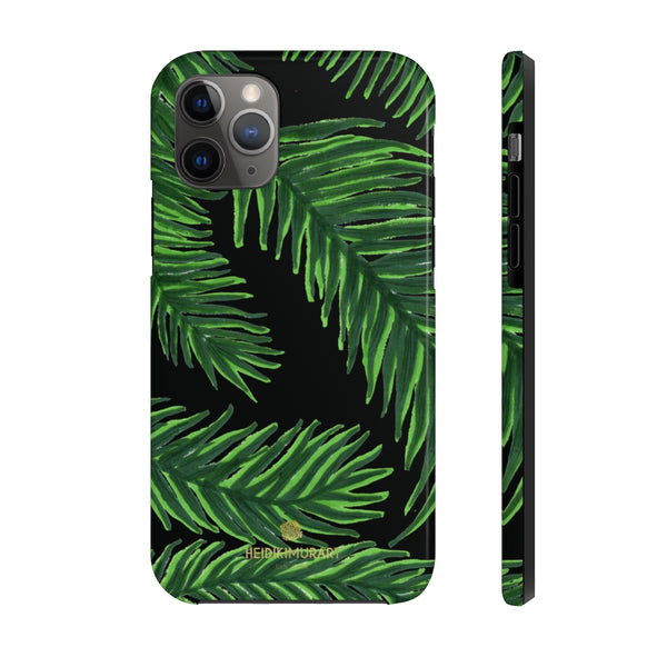 Black Palm Leaf Print Phone Case, Tropical Print Case Mate Tough Phone Cases-Made in USA - Heidikimurart Limited 