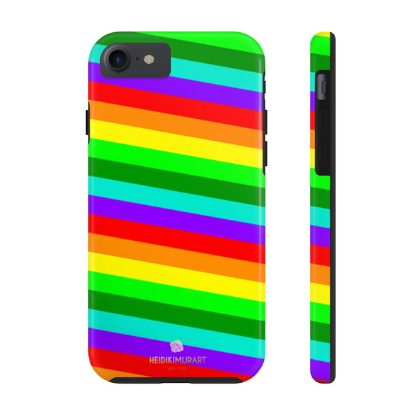 Rainbow Stripe Gay Pride iPhone Case, Colorful Case Mate Tough Samsung Galaxy Phone Cases-Phone Case-Printify-iPhone 7, iPhone 8 Tough-Heidi Kimura Art LLC
