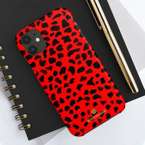 Red Cheetah Print Phone Case, Animal Print Case Mate Tough Phone Cases-Made in USA - Heidikimurart Limited 