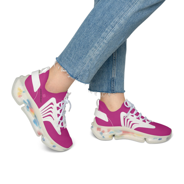 Women's Hot Pink Mesh Sneakers, Solid Pink Color Mesh Sneakers For Women (US Size: 5.5-12)