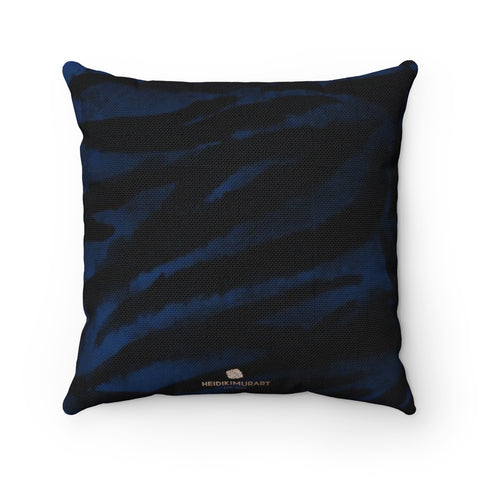 Blue Tiger Stripe Print Pillow, Animal Print Sofa Decorative Pillow 14"/16"/18"/20"-Made in USA-Pillow-14x14-Heidi Kimura Art LLC