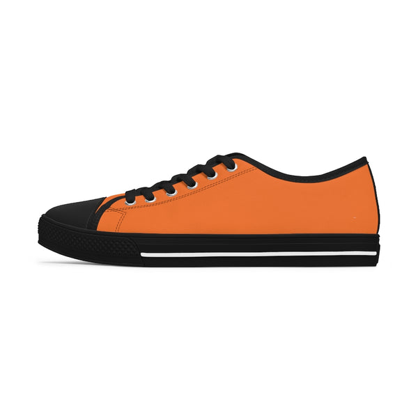 Orange Color Ladies' Sneakers, Solid Orange Color Modern Minimalist Basic Essential Women's Low Top Sneakers Tennis Shoes, Canvas Fashion Sneakers With Durable Rubber Outsoles and Shock-Absorbing Layer and Memory Foam Insoles (US Size: 5.5-12)