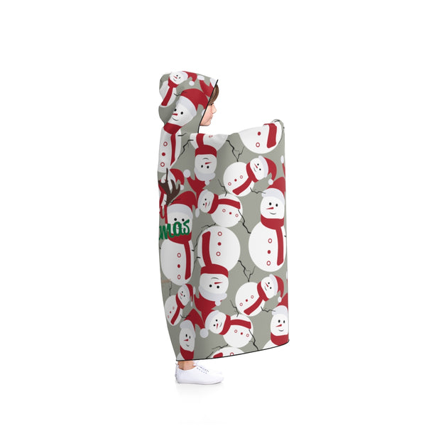 Gray Lightweight Christmas Red Snowman Designer Holiday Party Hooded Blanket-Hooded Blanket-Heidi Kimura Art LLC